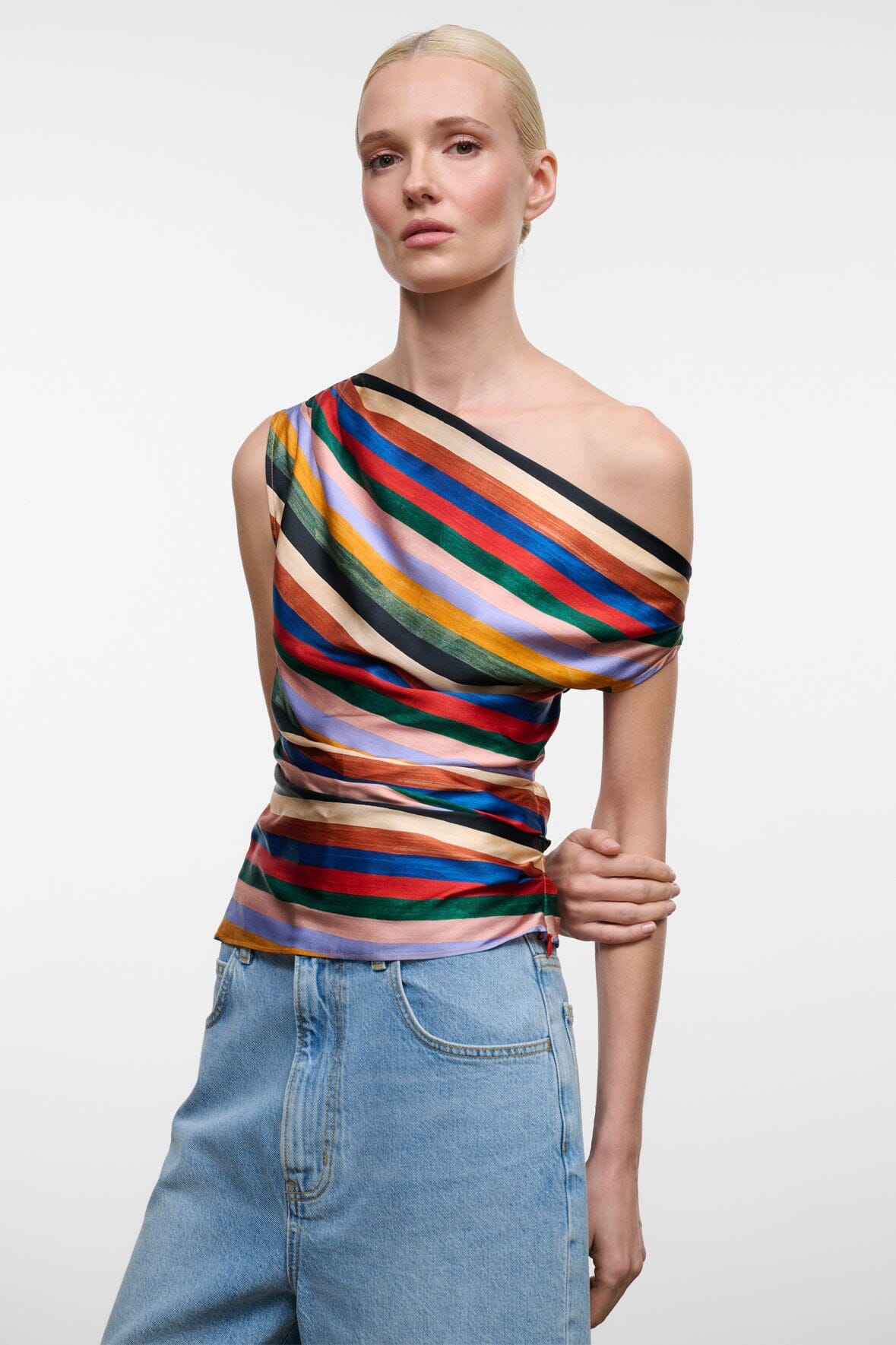 STAUD New In|Clothing Phare Silk Top Artist Stripe