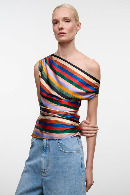 STAUD New In|Clothing Phare Silk Top Artist Stripe