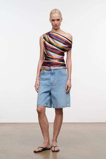 STAUD New In|Clothing Phare Silk Top Artist Stripe