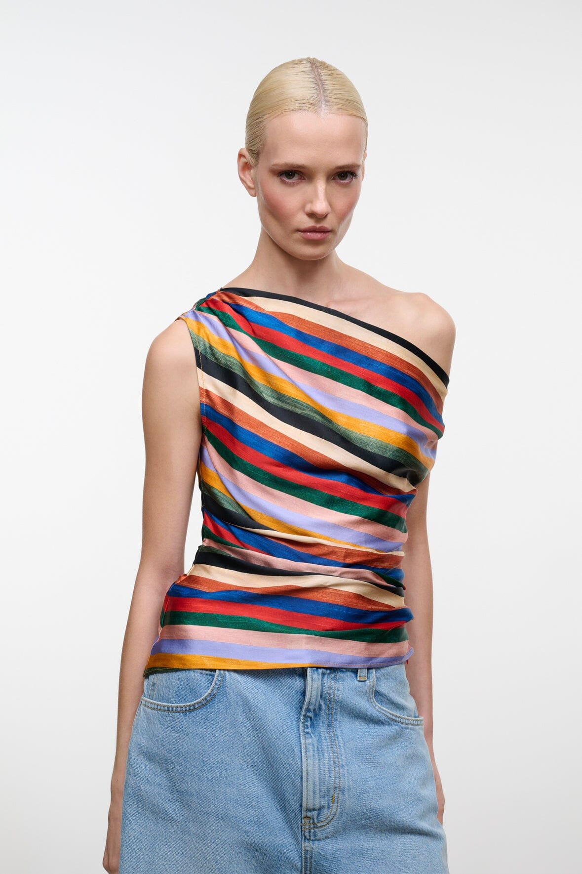 STAUD New In|Clothing Phare Silk Top Artist Stripe
