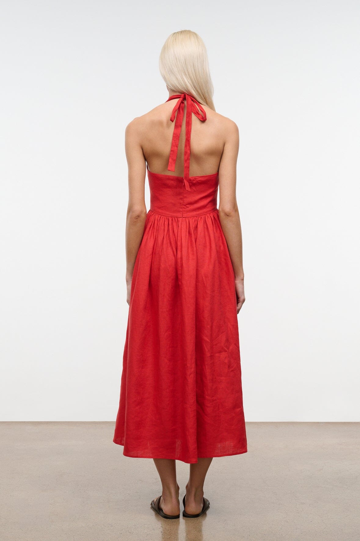 STAUD Clothing|Dresses|New In Grazia Linen Dress Tomato