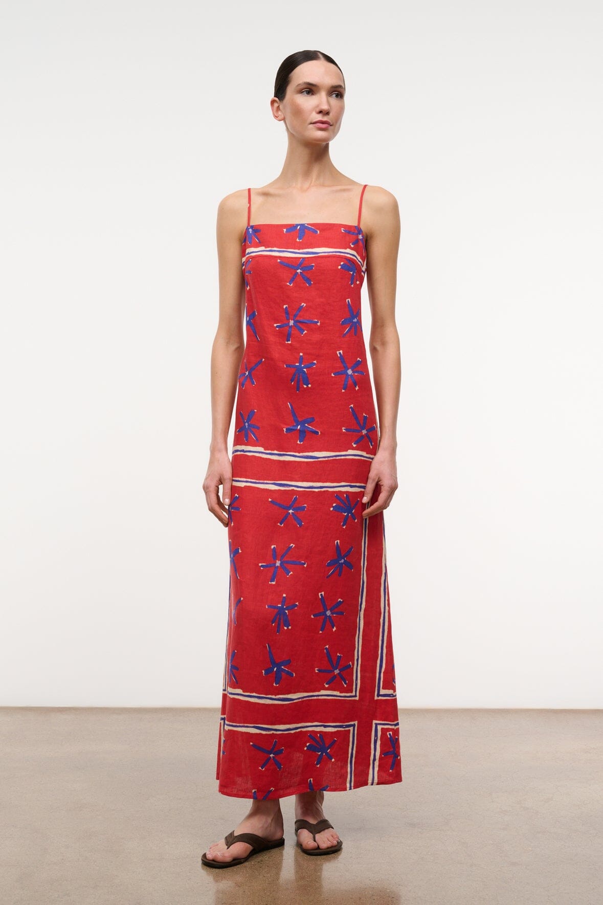STAUD Clothing|Dresses|New In Laura Linen Dress Painted Foulard