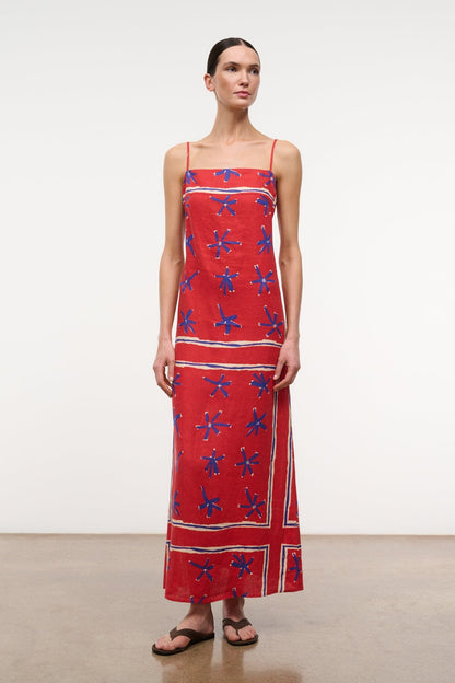 STAUD Clothing|Dresses|New In Laura Linen Dress Painted Foulard