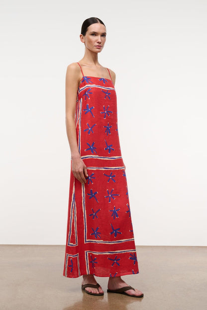 STAUD Clothing|Dresses|New In Laura Linen Dress Painted Foulard