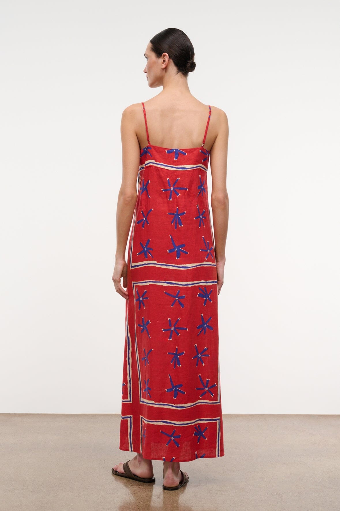 STAUD Clothing|Dresses|New In Laura Linen Dress Painted Foulard