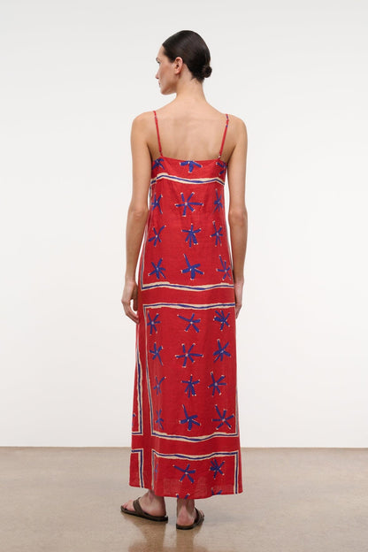 STAUD Clothing|Dresses|New In Laura Linen Dress Painted Foulard