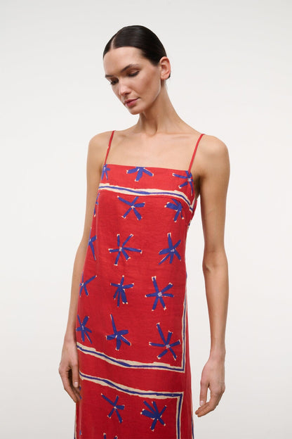 STAUD Clothing|Dresses|New In Laura Linen Dress Painted Foulard