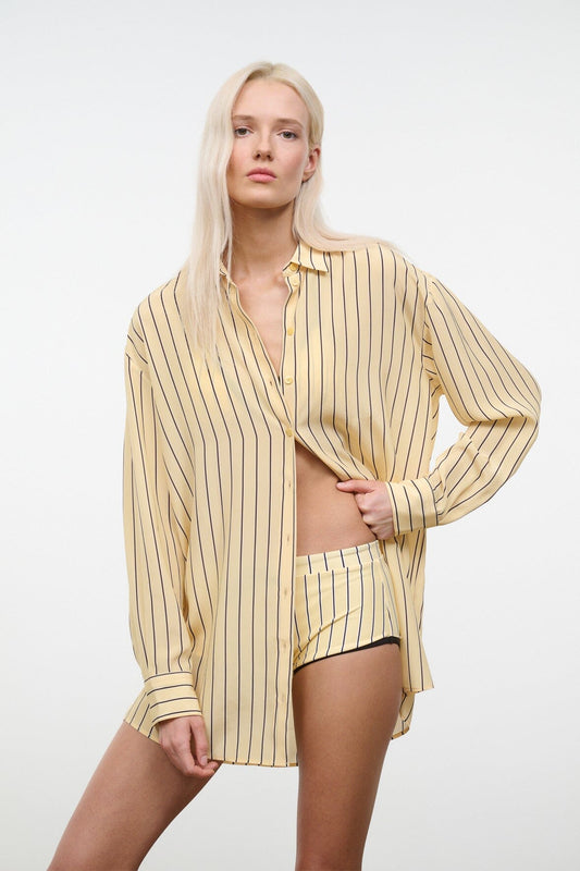 STAUD Clothing Nolan Silk Shirt Monday Stripe