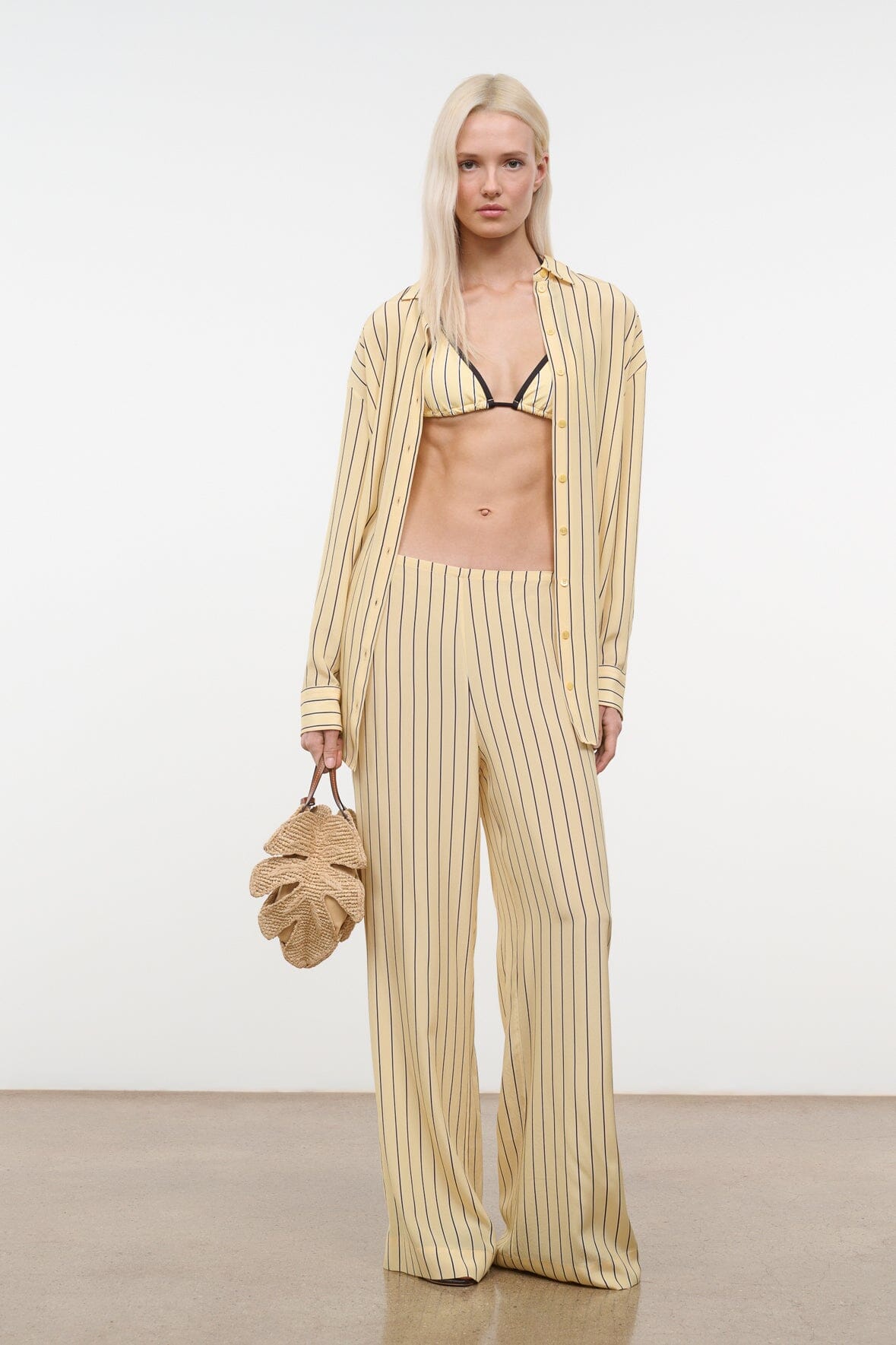 STAUD Clothing Nolan Silk Shirt Monday Stripe