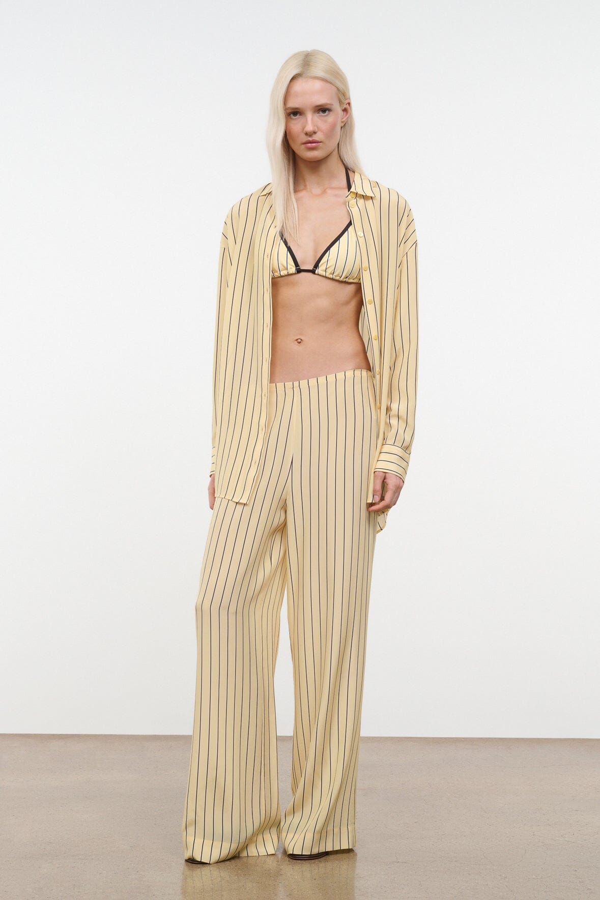 STAUD Clothing Nolan Silk Shirt Monday Stripe