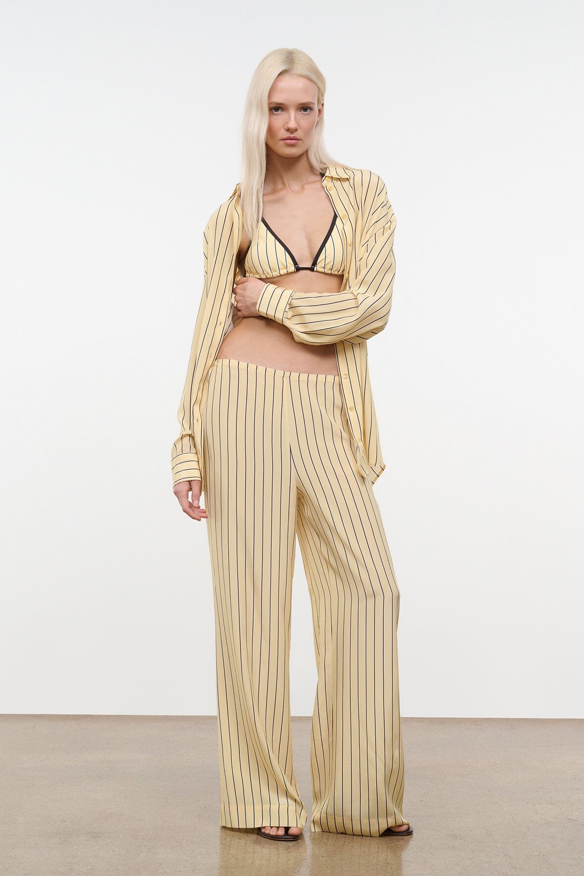 STAUD Clothing Nolan Silk Shirt Monday Stripe