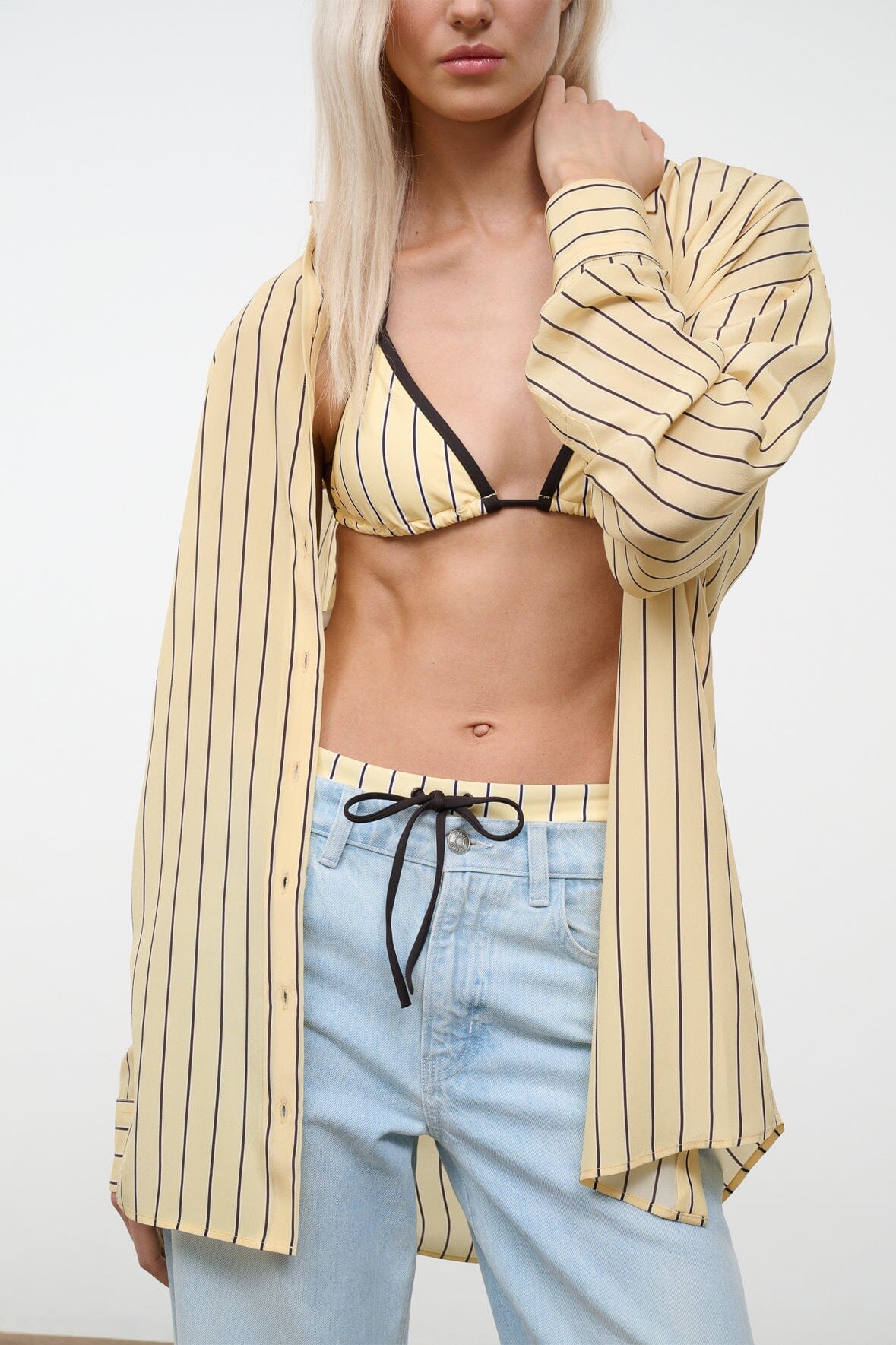 STAUD Clothing Nolan Silk Shirt Monday Stripe