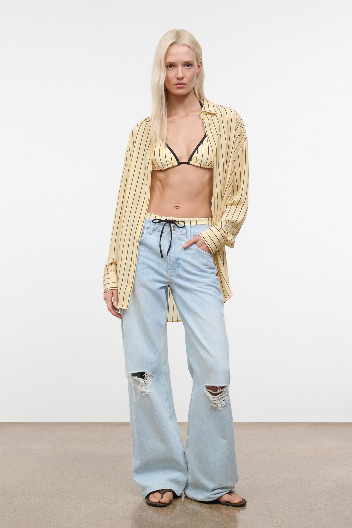 STAUD Clothing Nolan Silk Shirt Monday Stripe
