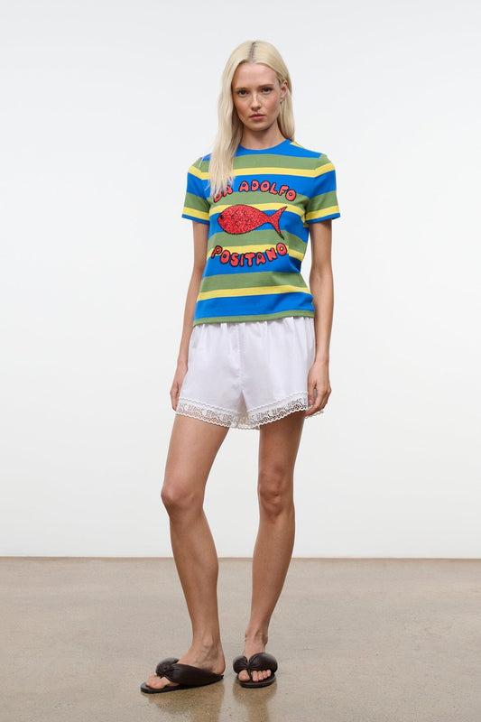 STAUD Clothing|New In Weekend Crew Tee Costa Stripe