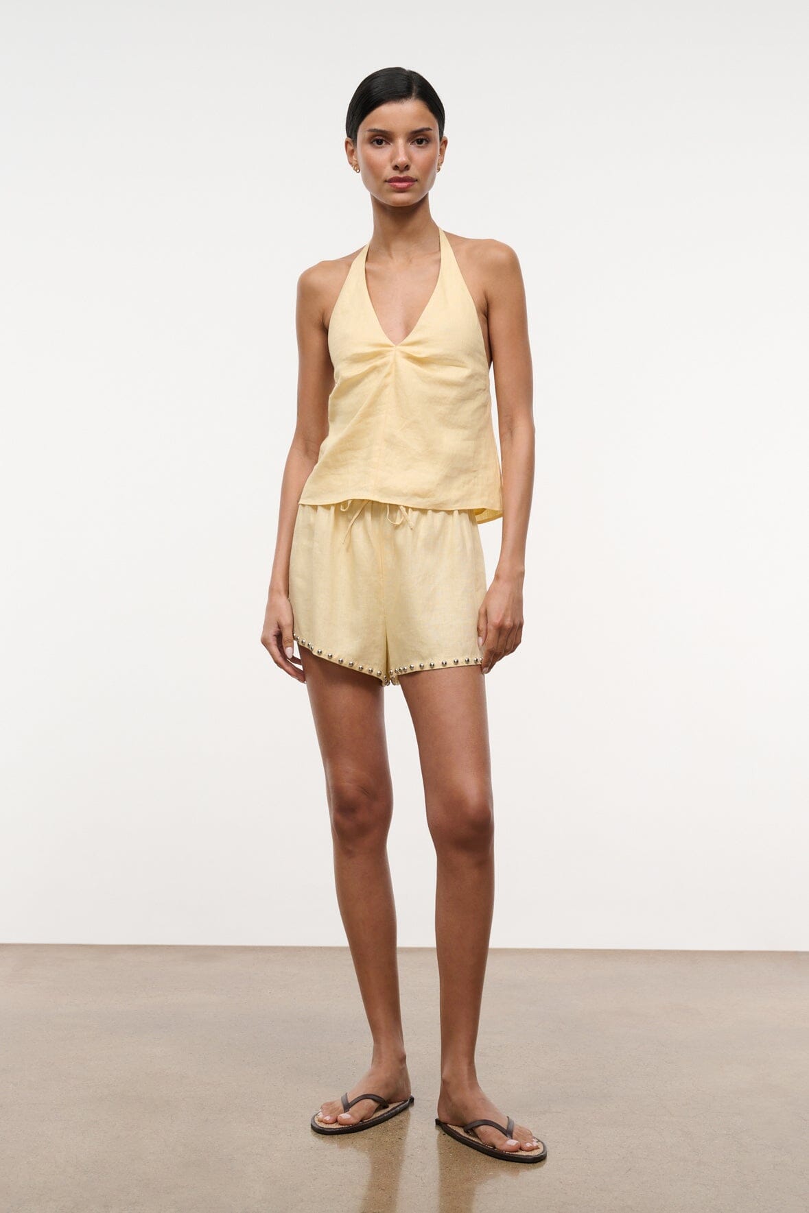 STAUD Clothing Corso Linen Top Butter