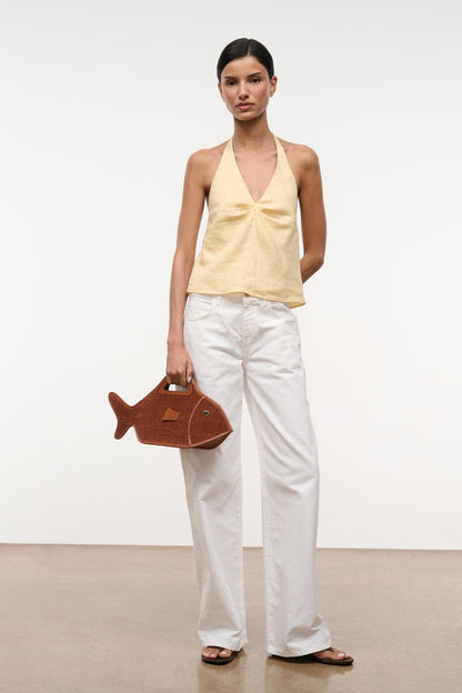 STAUD Clothing Corso Linen Top Butter