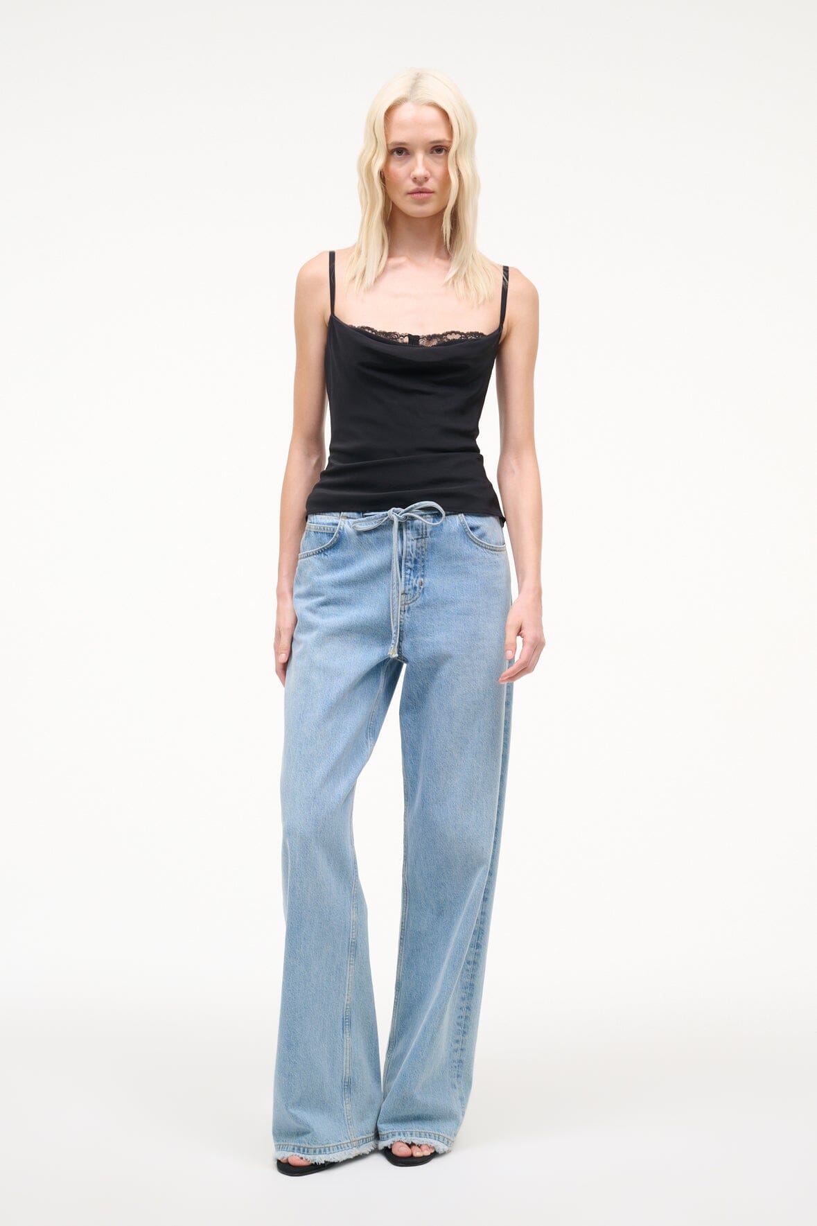 STAUD Clothing Evangeline Silk Top Black