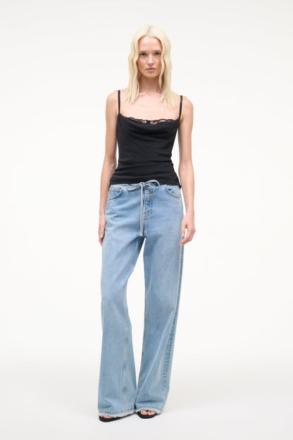 STAUD Clothing Evangeline Silk Top Black