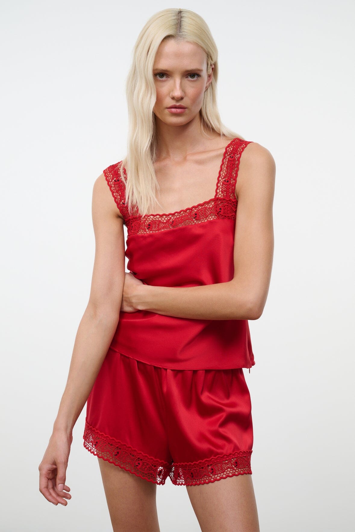 STAUD Clothing|New In Veronica Silk Top Tomato