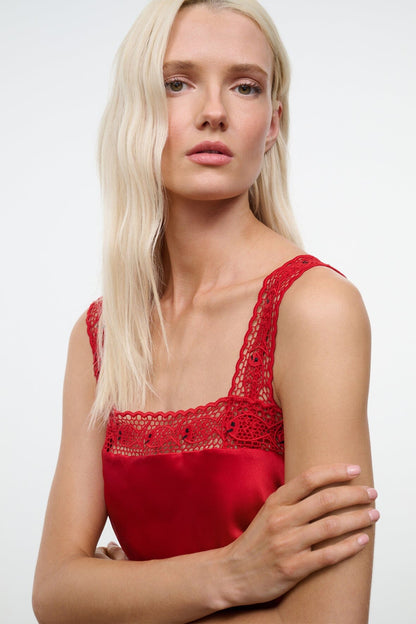 STAUD Clothing|New In Veronica Silk Top Tomato