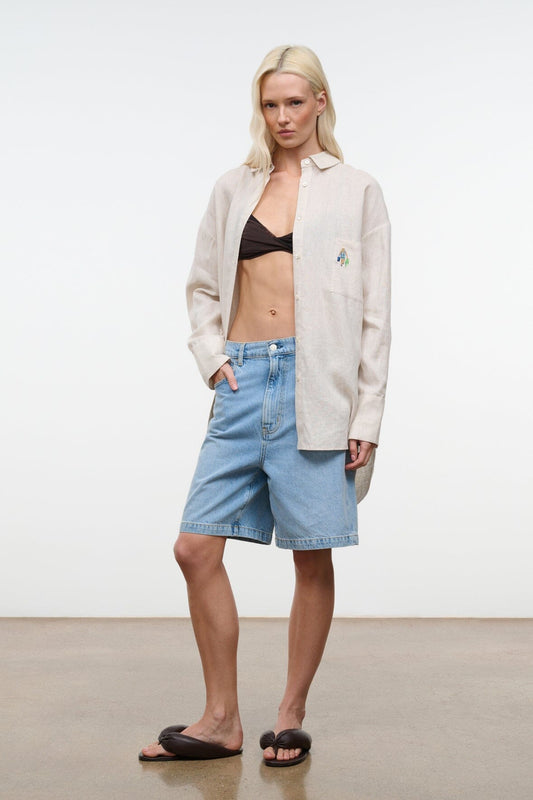 STAUD Clothing Sandbar Linen Top Natural