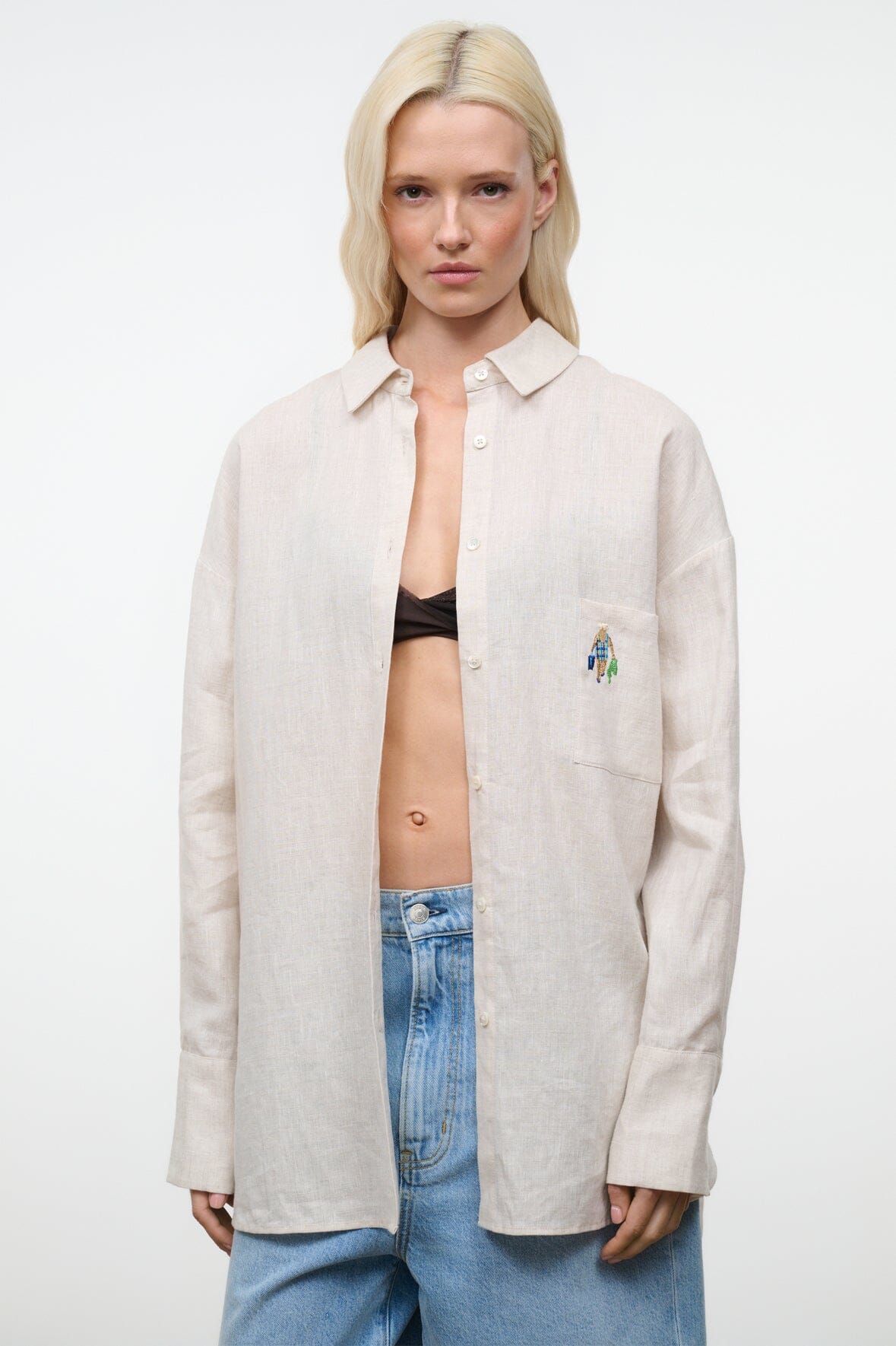 STAUD Clothing Sandbar Linen Top Natural