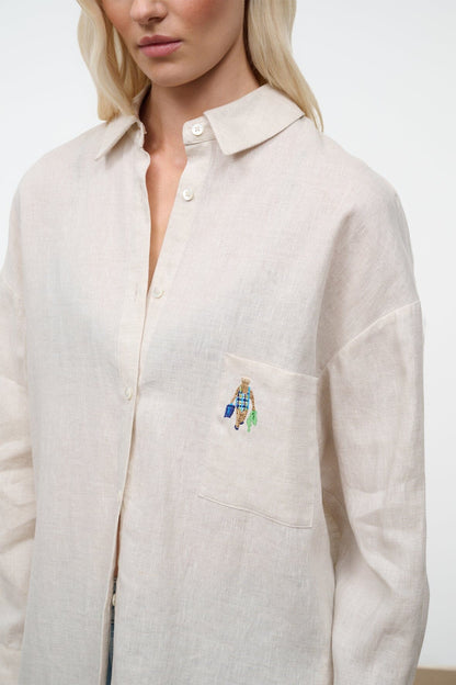 STAUD Clothing Sandbar Linen Top Natural