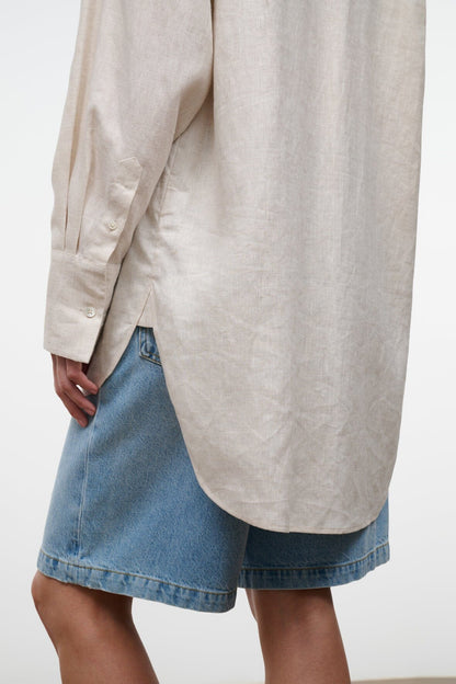 STAUD Clothing Sandbar Linen Top Natural