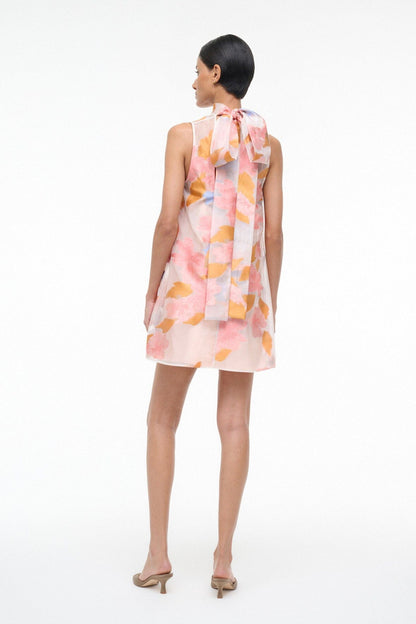 STAUD Dresses|Clothing Albee Mini Dress: Sheer Floral Organza With High Neck