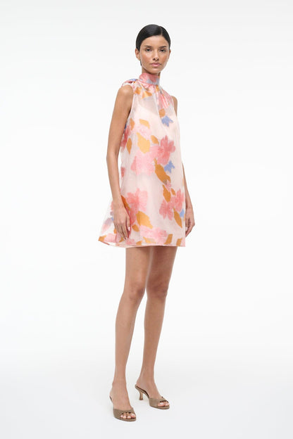STAUD Dresses|Clothing Albee Mini Dress: Sheer Floral Organza With High Neck