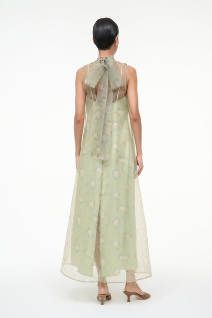 STAUD Dresses|Clothing Albee Dress In Botanical Moss - Light Green Organza Gown