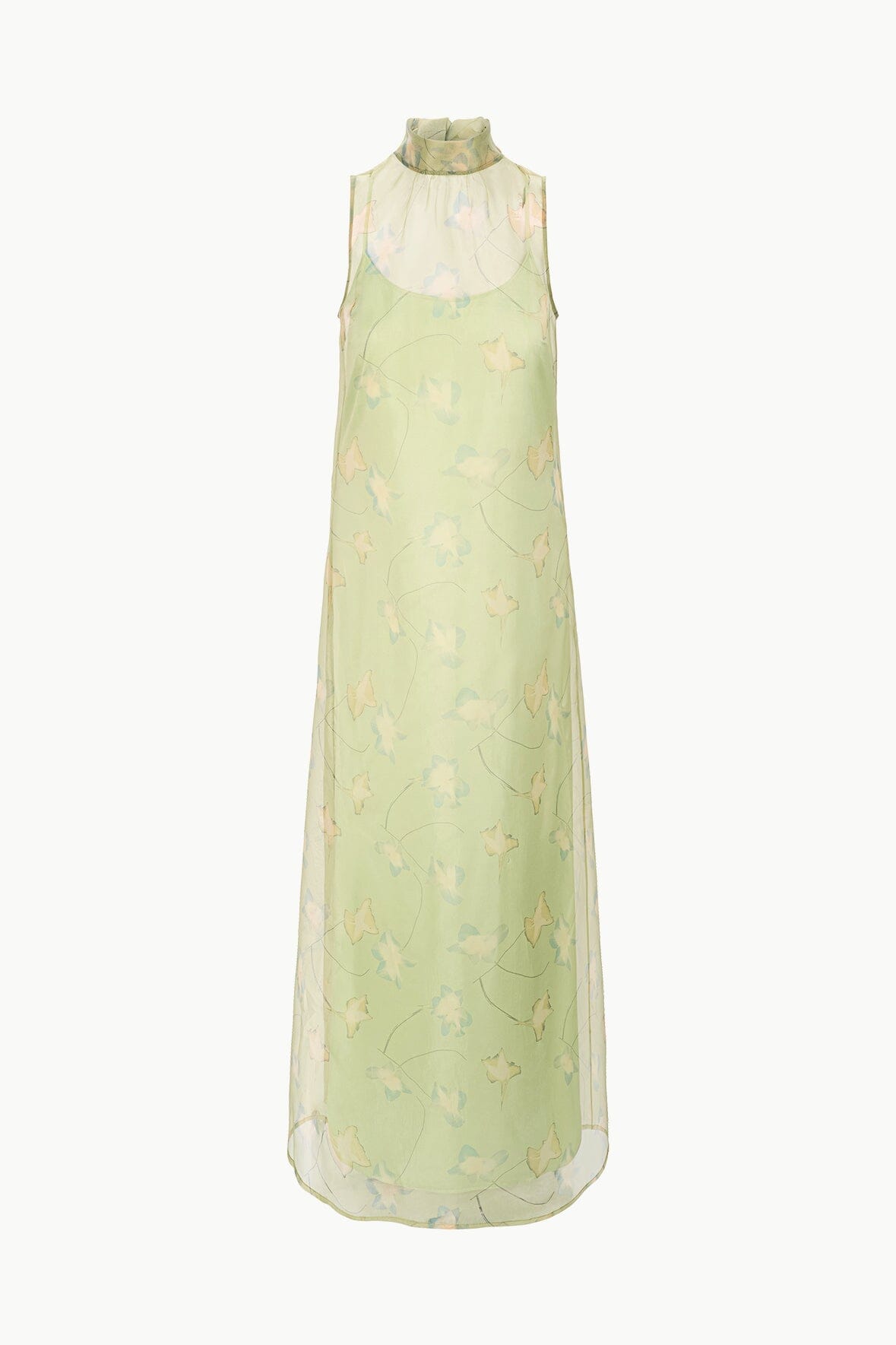 STAUD Dresses|Clothing Albee Dress In Botanical Moss - Light Green Organza Gown