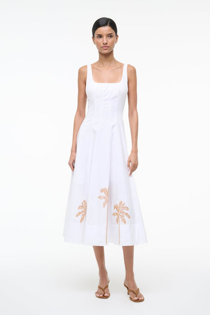STAUD Dresses|Sale Wells Dress White Embroidery 1