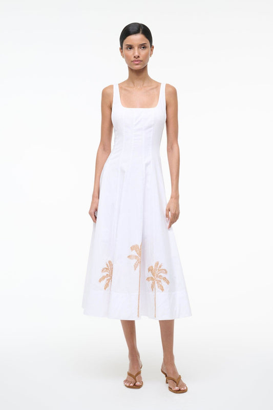 STAUD Dresses|Sale Wells Dress White Embroidery 1