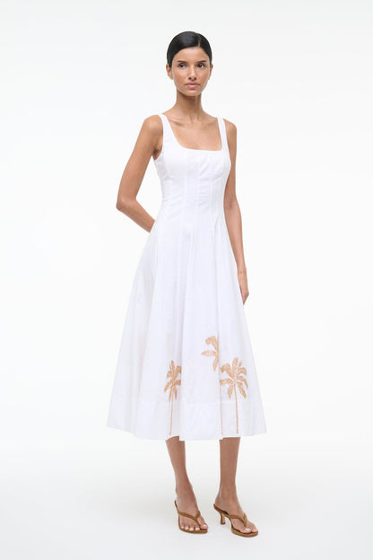 STAUD Dresses|Sale Wells Dress White Embroidery 1