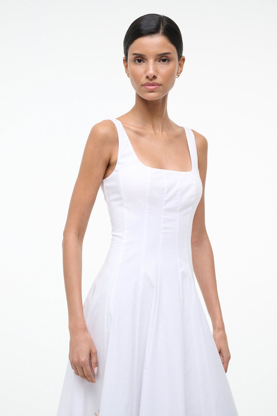 STAUD Dresses|Sale Wells Dress White Embroidery 1