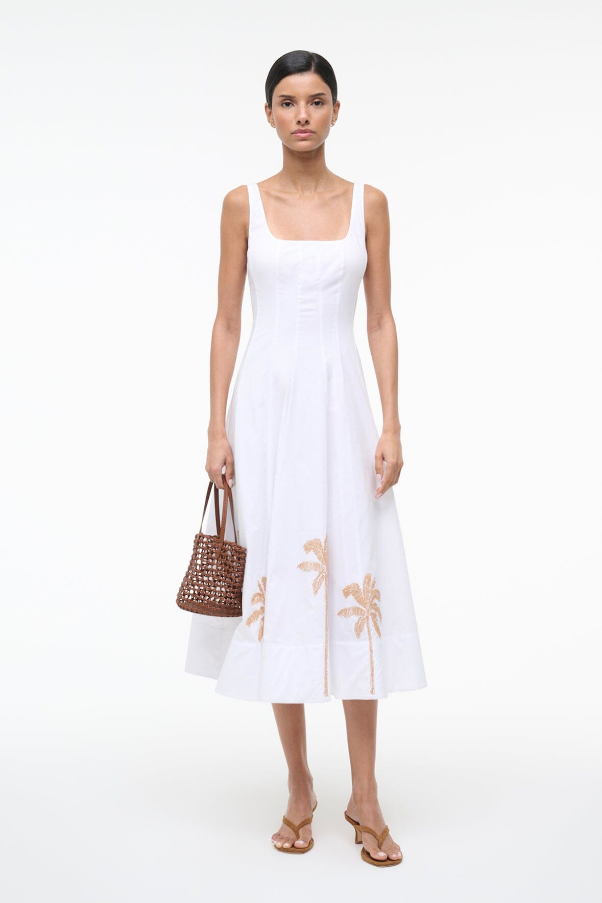 STAUD Dresses|Sale Wells Dress White Embroidery 1