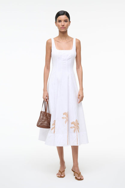 STAUD Dresses|Sale Wells Dress White Embroidery 1