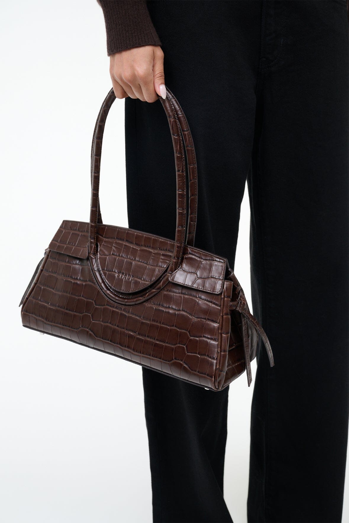 STAUD Handbags Maude Shoulder Bag Espresso Croco