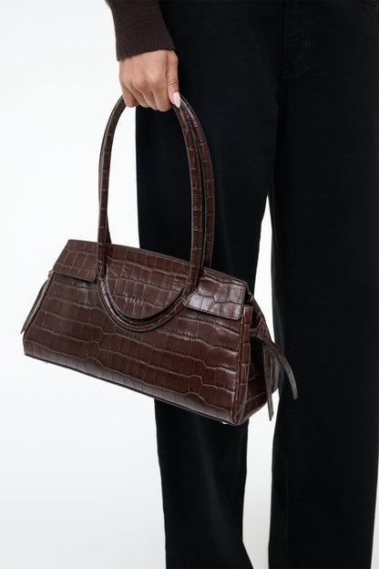 STAUD Handbags Maude Shoulder Bag Espresso Croco
