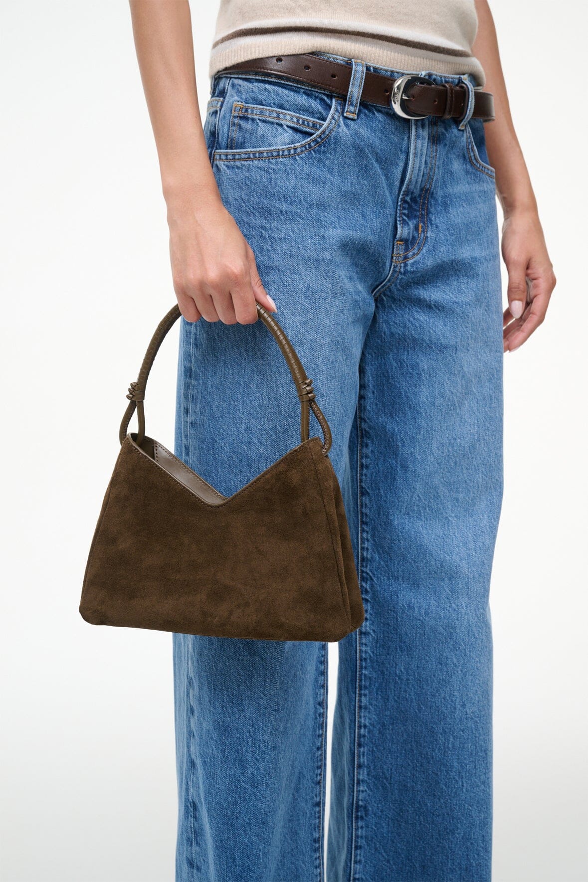 STAUD Handbags Valerie Shoulder Bag Truffle Suede