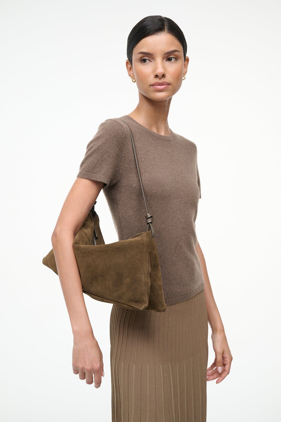 STAUD Handbags Wally Shoulder Bag Truffle Suede