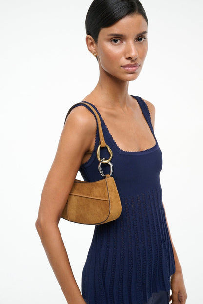 STAUD Handbags Ollie Bag Tan Patchwork Suede Mini Shoulder Bag - Staud