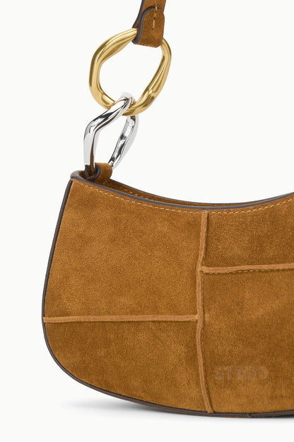 STAUD Handbags Ollie Bag Tan Patchwork Suede Mini Shoulder Bag - Staud