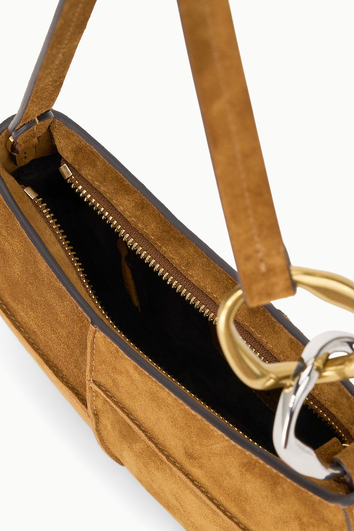 STAUD Handbags Ollie Bag Tan Patchwork Suede Mini Shoulder Bag - Staud