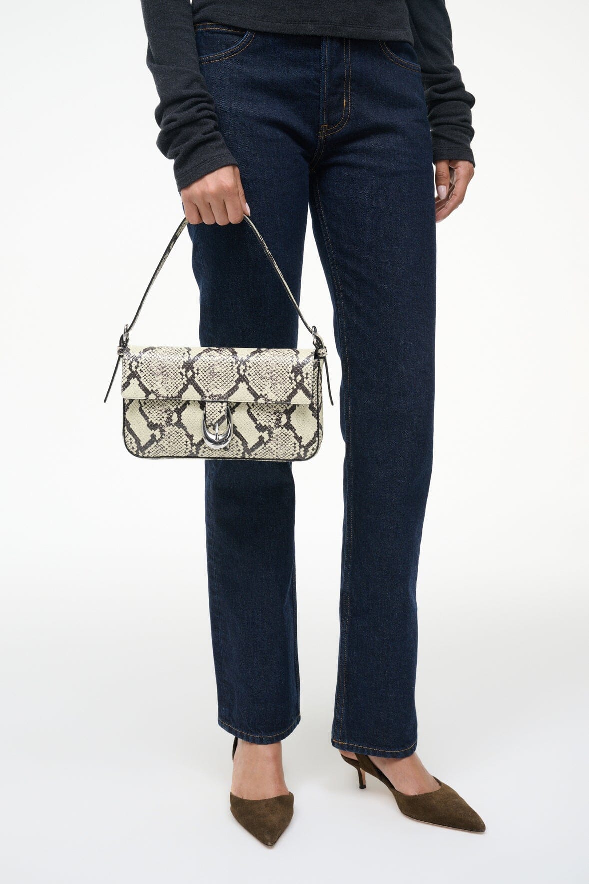 STAUD Handbags Harlow Bag White Snake