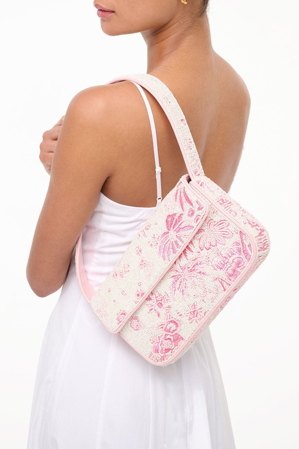 STAUD Handbags Tommy Bag Ivory Cherry Blossom Toile