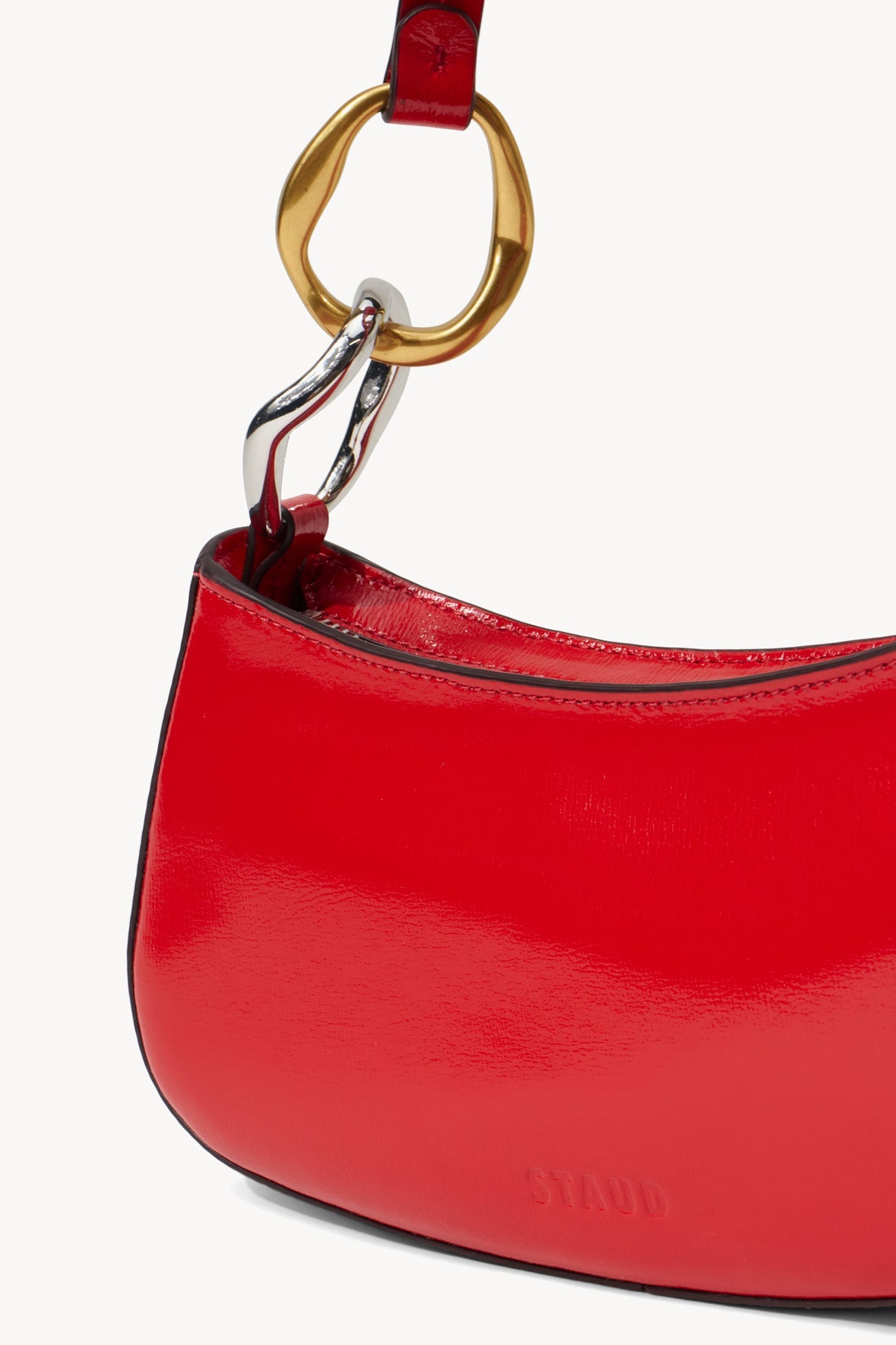 STAUD Handbags Ollie Bag Cherry Red Leather Mini Shoulder Bag - Staud