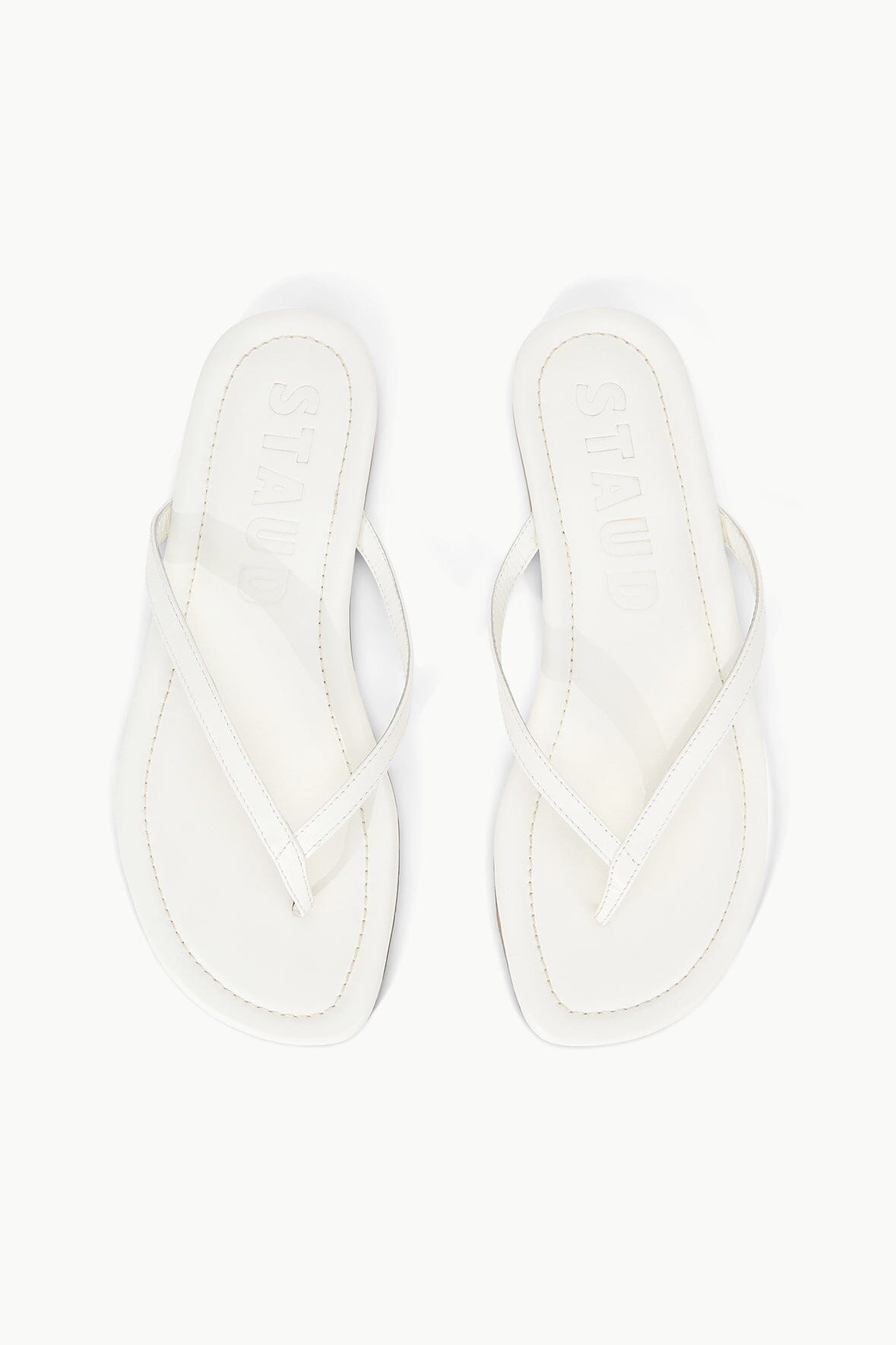 STAUD Shoes Freja Paper White Leather Flip Flop Sandals