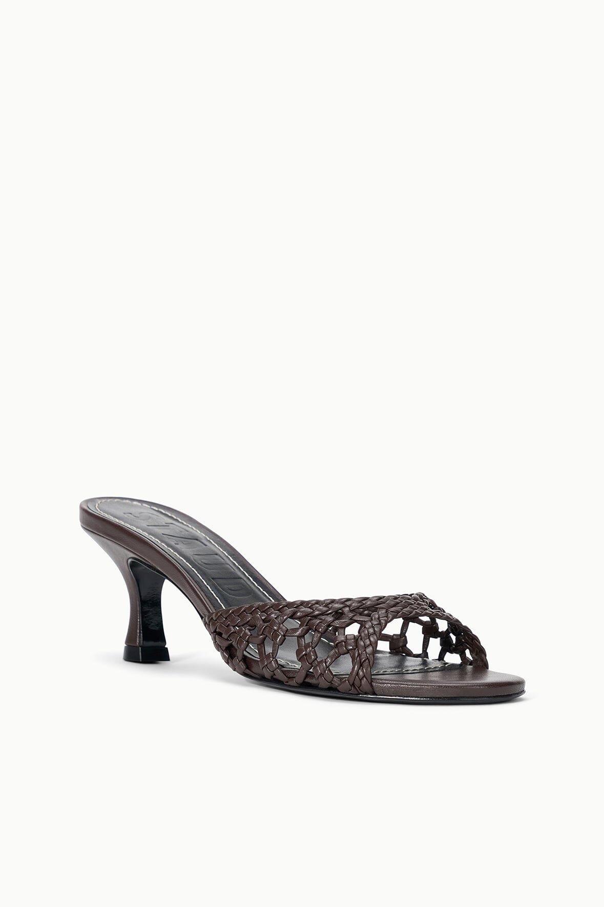 STAUD Shoes Brigitte Leather Mule Espresso Knotted